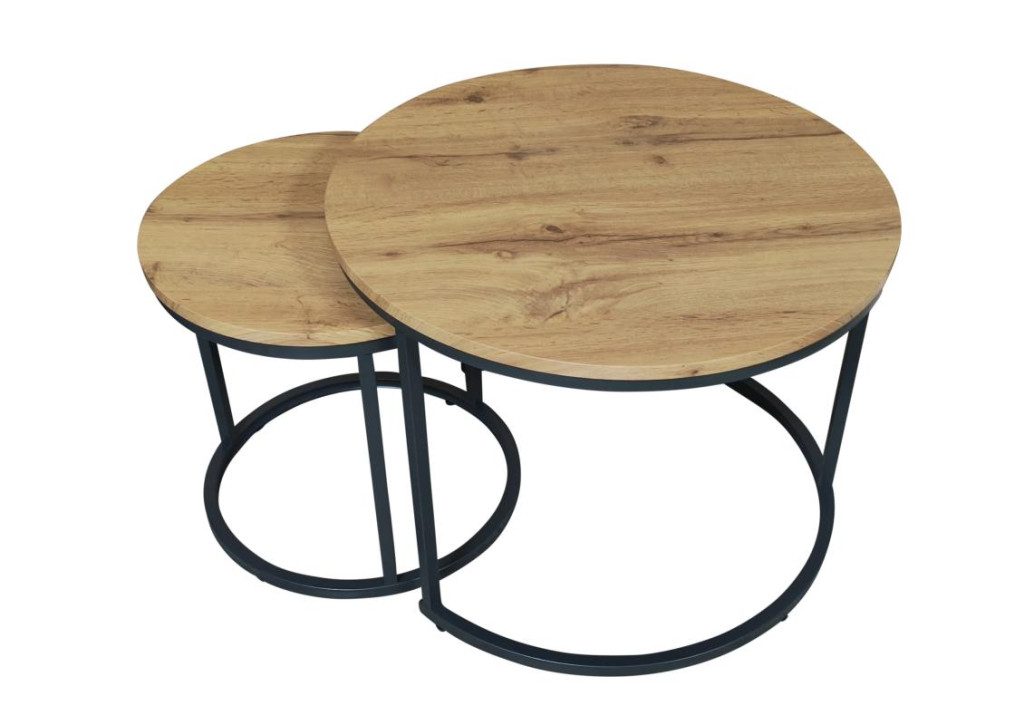 Couchtisch Laurens - Rund - 2er Set - Artisan Eiche